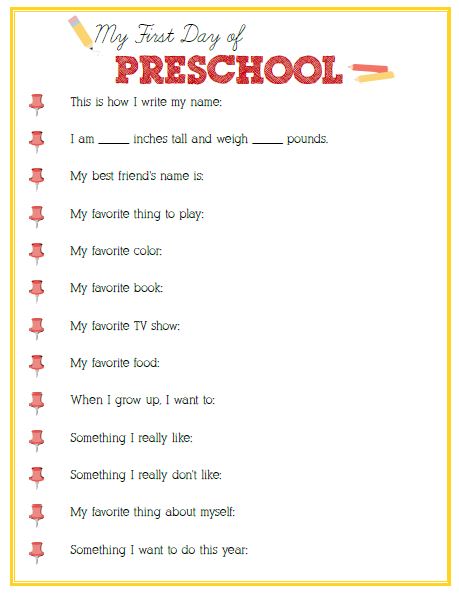 First Day of Preschool Interview - Click image or link below to