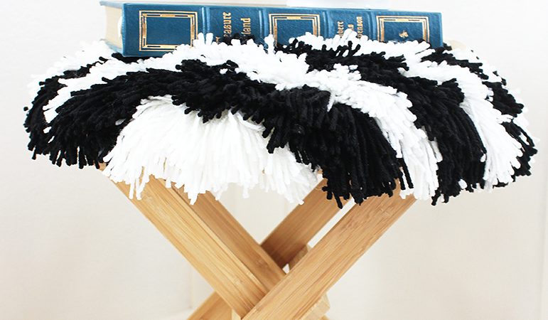 DIY Striped Shag Footstool - IKEA hack