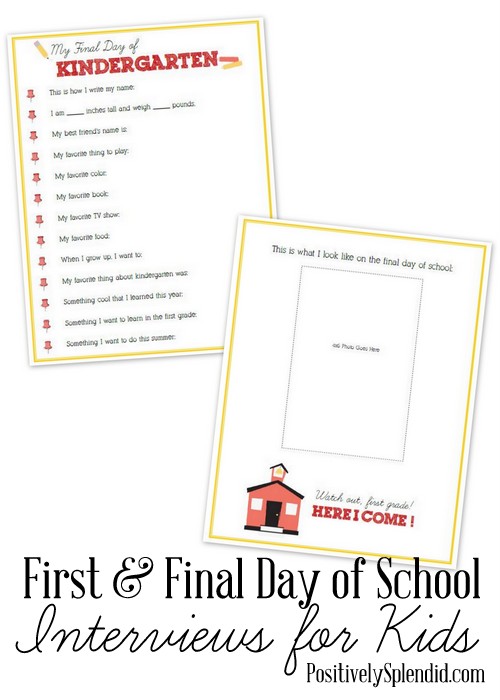 First and Final Day of School Interviews for Kids by Positively Splendid