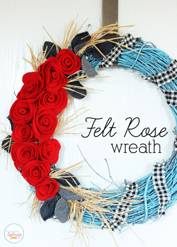 Felt Rose Wreath at Positively Splendid. So beautiful!