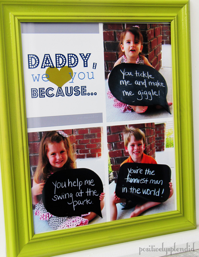 This adorable photo collage displaying things kids love about the men in their life is the PERFECT Fathers' Day gift!