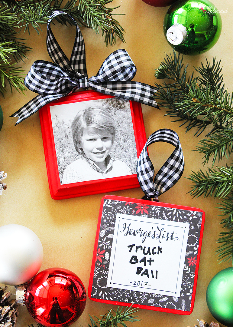 Christmas List Photo Ornaments. A child's photo on the front and their