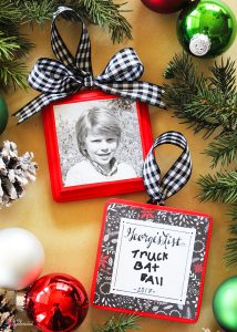 Christmas List Photo Ornaments. A child's photo on the front and their Christmas list on the back. A great keepsake handmade ornament idea!