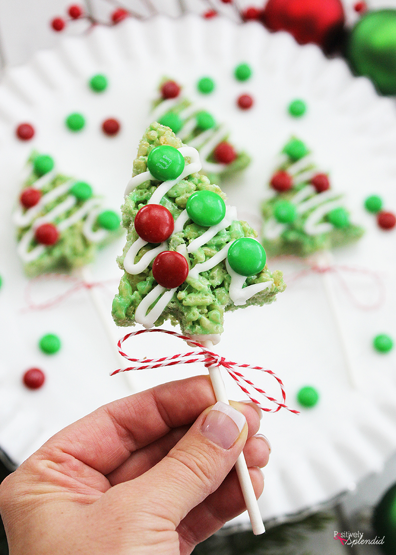 Christmas Tree Rice Krispie Pops | Christmas Rice Krispie Treats Recipes You'll Love