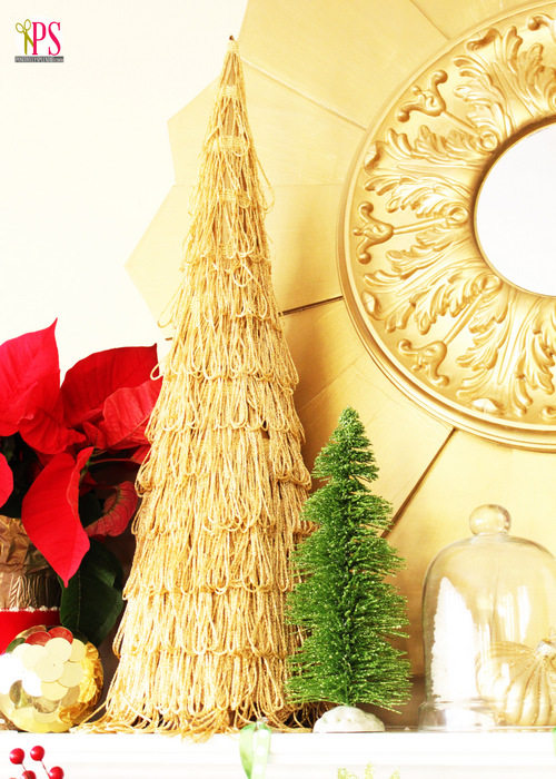 This gold fringe topiary Christmas tree at Positively Splendid is so gorgeous!