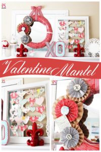 Beautiful Valentine's Day mantel decor at PositivelySplendid.com