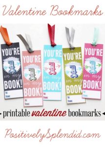 Printable Valentine Bookmarks at PositivelySplendid.com - A great alternative to candy!
