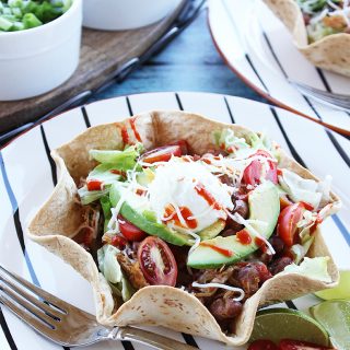 Slow Cooker Pork and Bean Taco Bowls - An easy and delicious Crock Pot dinner idea!