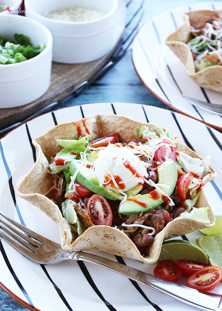 Slow Cooker Pork and Bean Taco Bowls - An easy and delicious Crock Pot dinner idea!