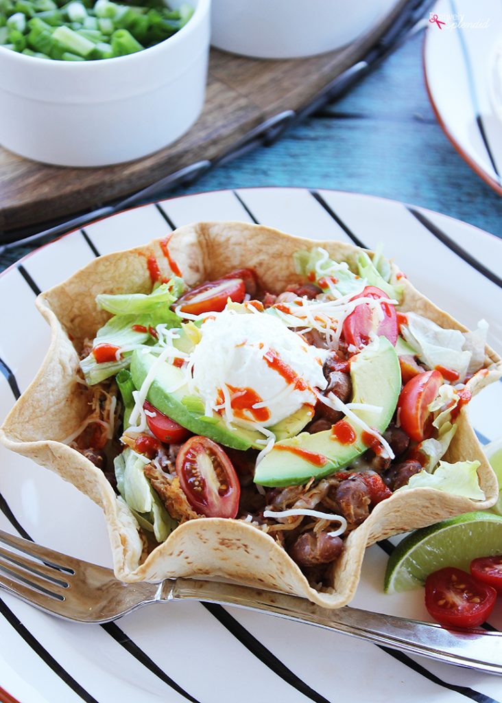 Slow Cooker Pork and Bean Taco Bowls - An easy and delicious Crock Pot dinner idea!