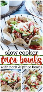 Slow Cooker Pork and Bean Taco Bowls - An easy and delicious Crock Pot dinner idea!