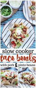 Slow Cooker Pork and Bean Taco Bowls - An easy and delicious Crock Pot dinner idea!