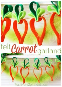 Easy felt carrot garland. This is one of the cutest Easter crafts ever!