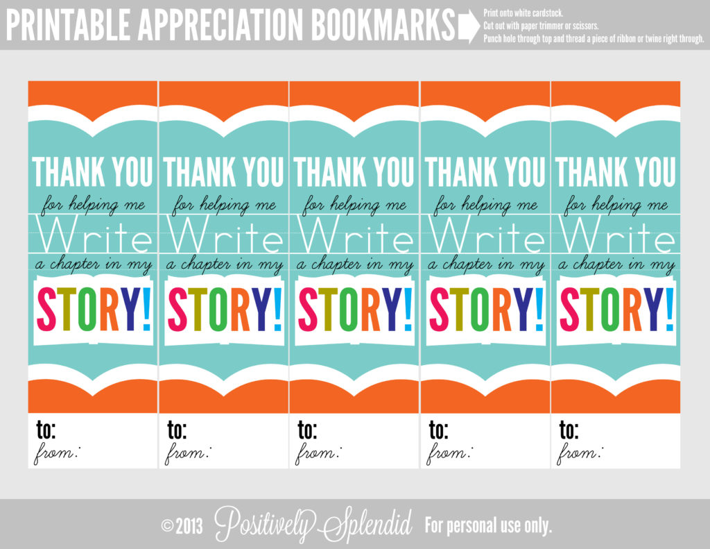 Teacher Appreciation Bookmark by Positively Splendid