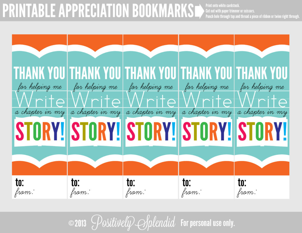 Teacher Appreciation Bookmarks (Free Printables!) - Positively Splendid Crafts, Sewing, Recipes and Home Decor