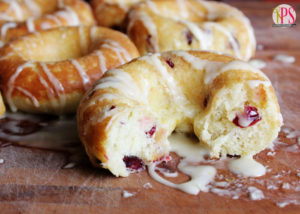 Baked Cranberry-Orange Doughnuts with Orange-Vanilla Glaze :: PositivelySplendid.com