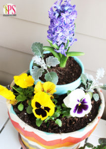 Fabric-Decoupaged Clay Pots :: PositivelySplendid.com
