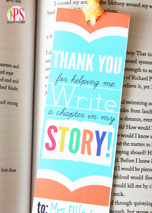 Teacher Appreciation Bookmark by Positively Splendid for Tatertots and Jello