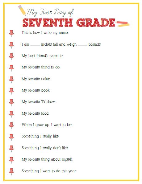 First Day of Seventh Grade Interview - Click image or link below to ...