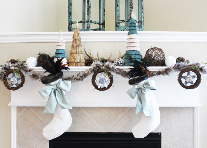 A Pinecone and Twig Holiday Card Display