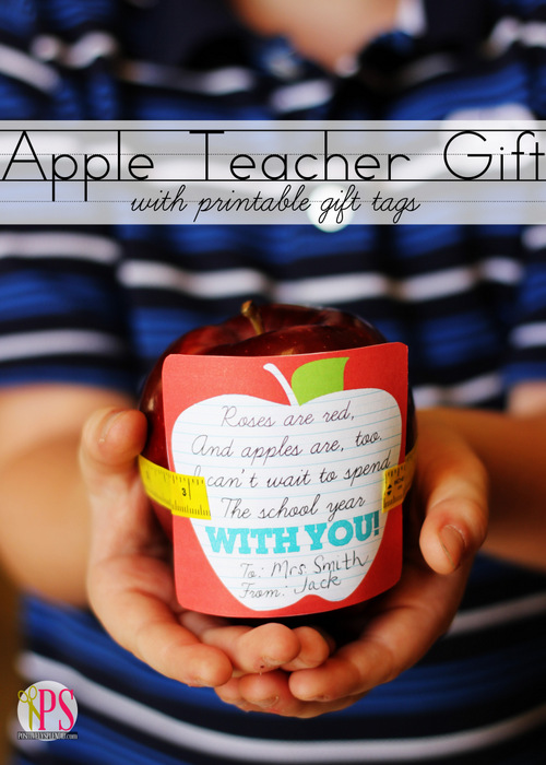 Apple Teacher Gift with Free Printable Gift Tag at PositivelySplendid.com