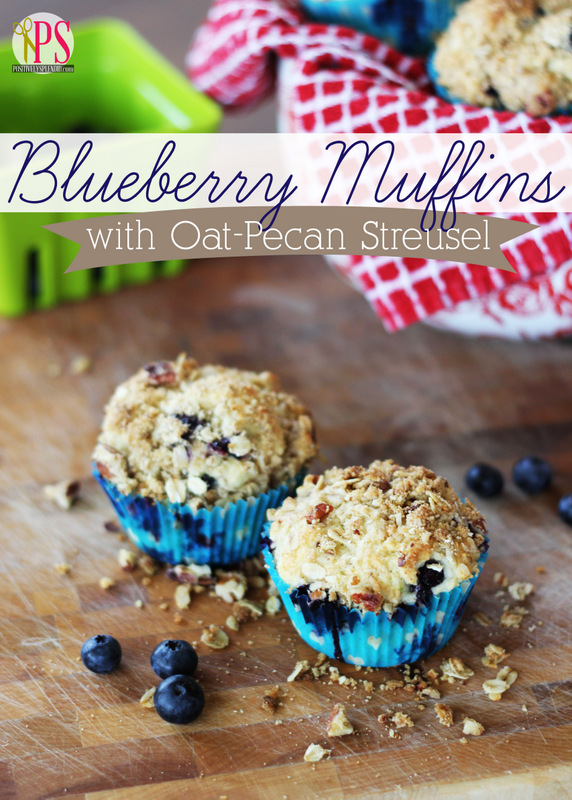 Blueberry Muffins with Oat-Pecan Streusel Recipe at PositivelySplendid.com