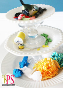 Tiered Vintage Plate Sewing and Craft Organizer at Positively Splendid