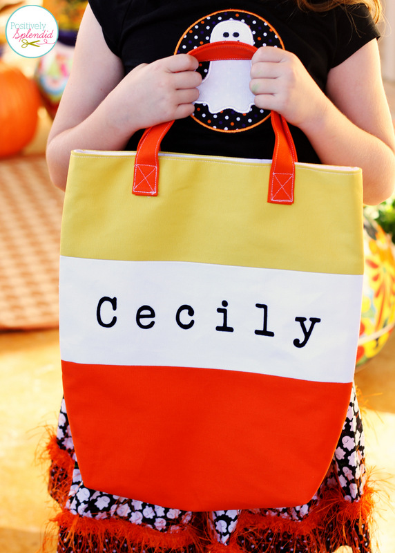 Candy Corn Tote at Positively Splendid. Perfect for trick-or-treat bags!