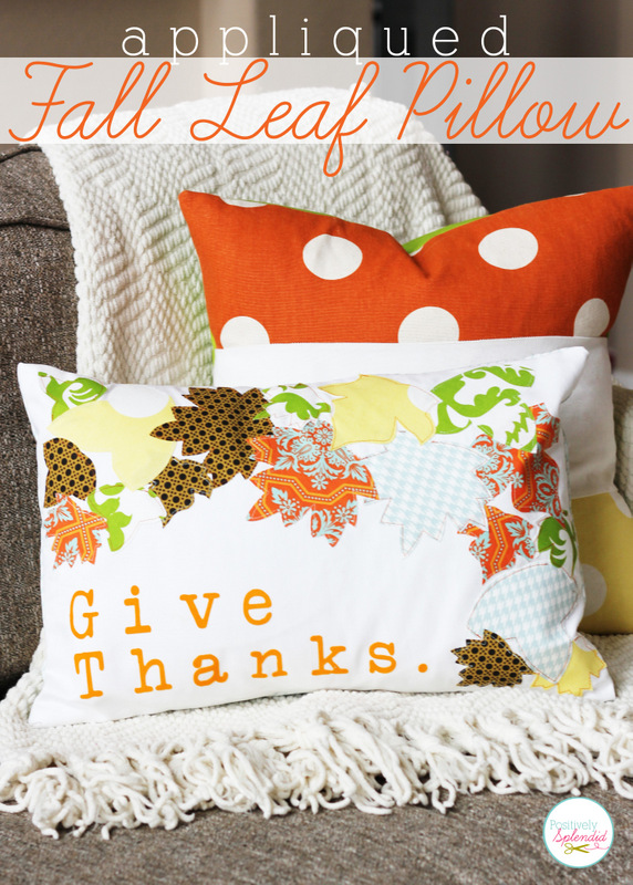 Appliqued Fall Leaf Pillow at Positively Splendid