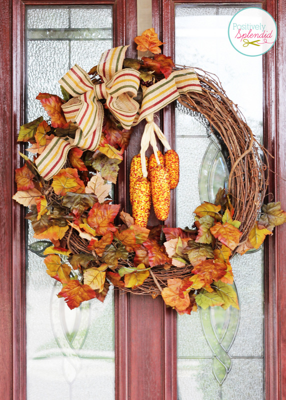This fall leaf wreath at Positively Splendid can be made in 15 minutes or less. Love it!