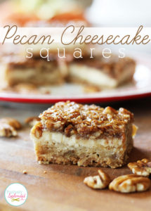 Pecan Cheesecake Squares Recipe at Positively Splendid - A layer of shortbread, a layer of cheesecake, and a layer of pecan pie in every bite. YUM!