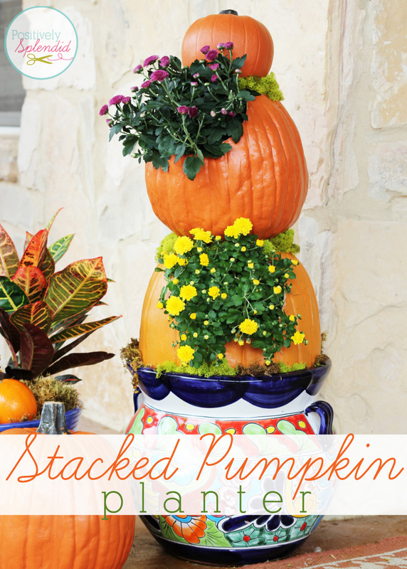 Stacked Pumpkin Planter at Positively Splendid - Such a unique idea for fall!