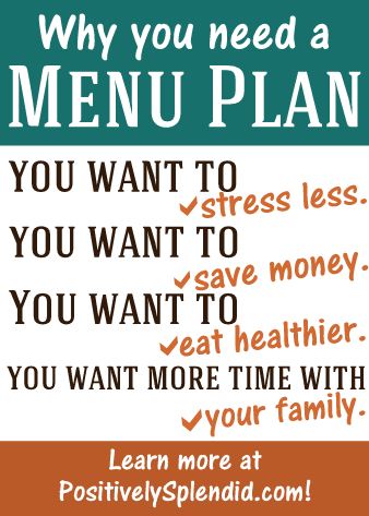This menu-planning series at Positively Splendid is going to be so helpful! Part 1: Top 4 Reasons You Need a Menu Plan.