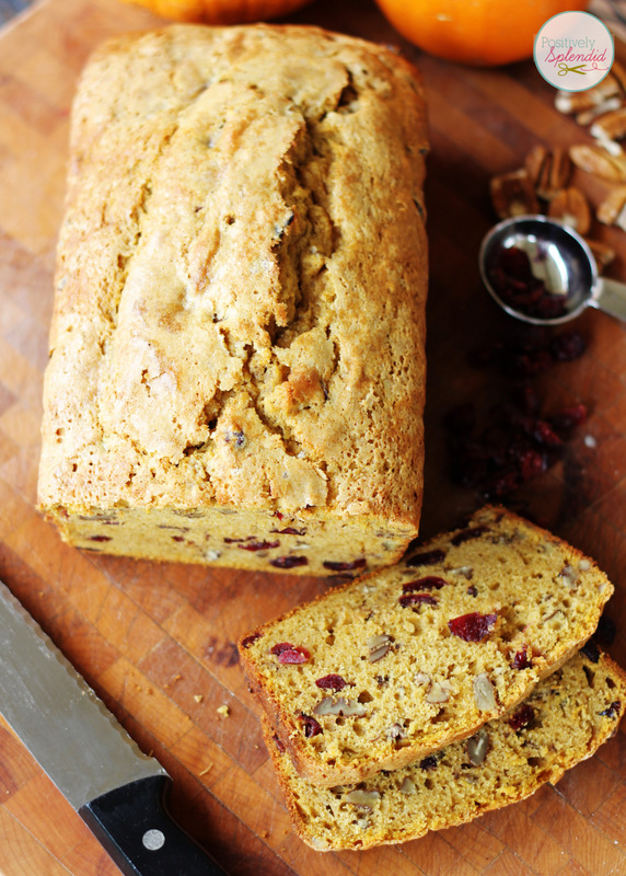 This cranberry-pumpkin bread at Positively Splendid sounds delicious, and it is pretty enough to wrap up and give as holiday gifts!