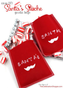 Adorable! Santa's 'stache goodie bags, plus an ingenious idea for making custom stamps from wine corks!