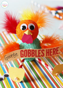 Darling kids' Thanksgiving craft with free printables to make them double as place cards! #turkeytablescapes