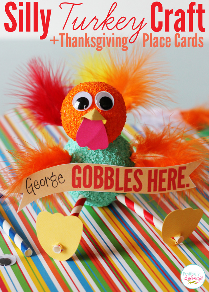 Darling kids' Thanksgiving craft with free printables to make them double as place cards! #turkeytablescapes
