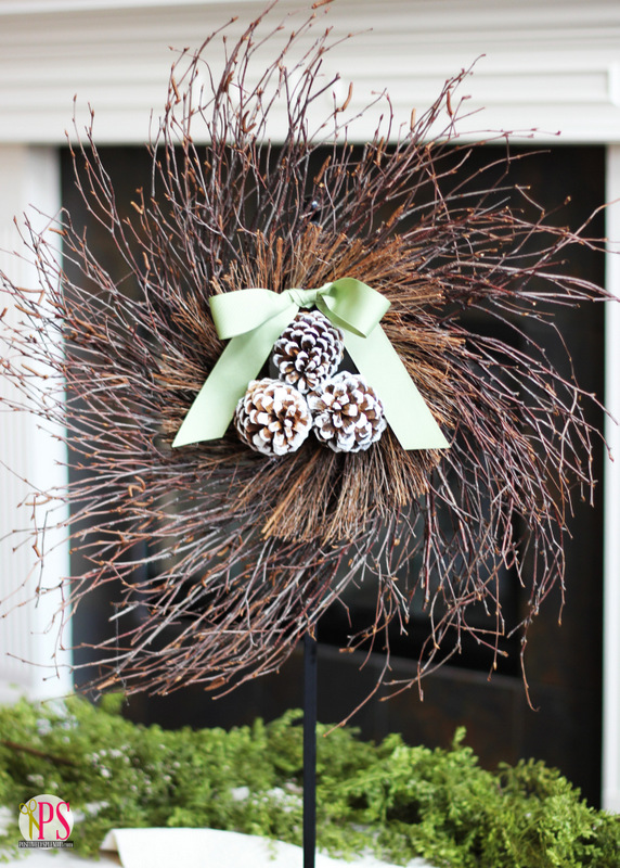 This natural twig and pine cone wreath is so pretty and simple to make!