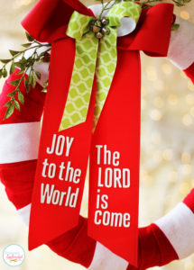A Christmas wreath that displays wording from a favorite Christmas carol. So creative and fun!