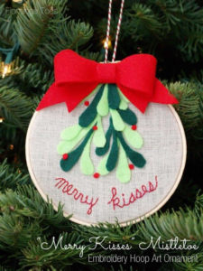Merry Kisses Embroider Hoop Christmas Ornament