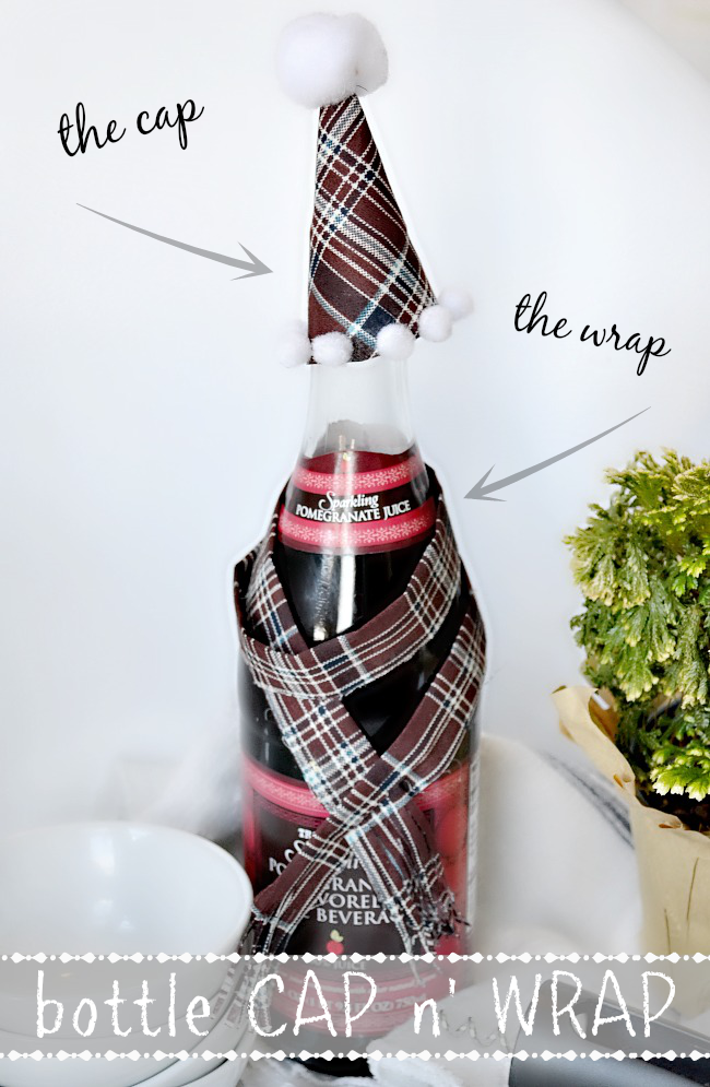 Darling bottle cap & wrap idea. Perfect for last-minute holiday gifts!