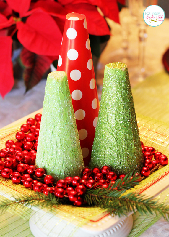 Glittered Faux Bois Topiary Christmas Tree Centerpiece #foamfortheholidays