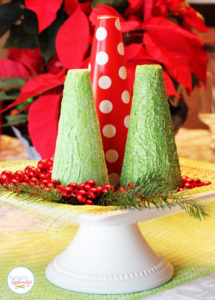 Glittered Faux Bois Topiary Christmas Tree Centerpiece #foamfortheholidays