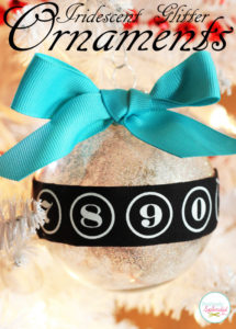 Iridescent glitter ornaments made with Krylon Looking Glass paint. So pretty, and easy to make!