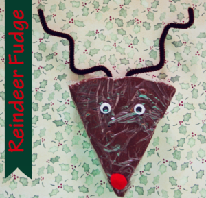 Delicious fudge recipe, and a super fun way to package it up like reindeer! Fun for kids.