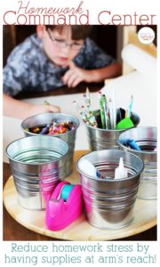 Reduce homework stress by putting together a homework command station to keep essential supplies and tool's at arm's reach!