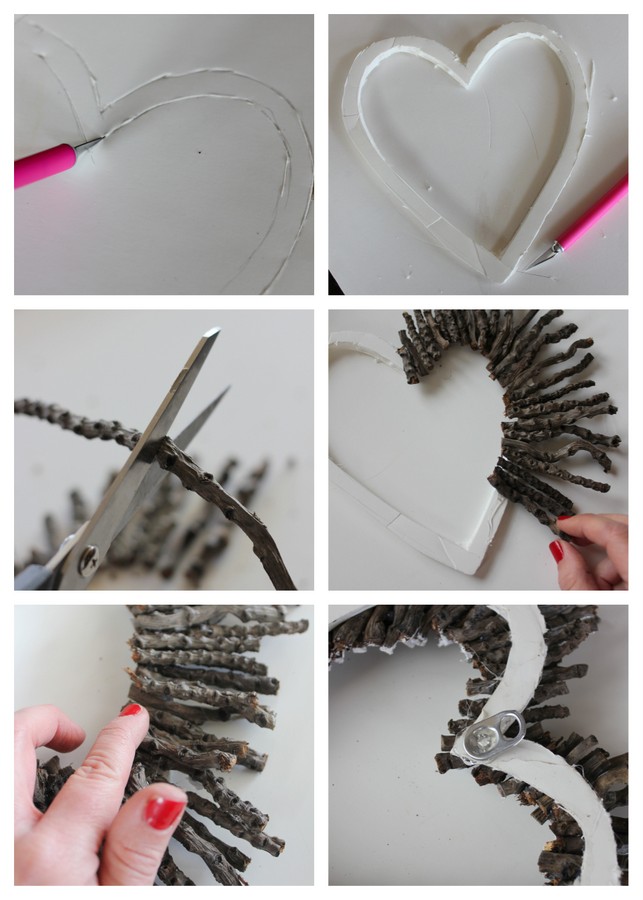 Whitewashed twig heart wreath - So pretty for Valentine's Day!