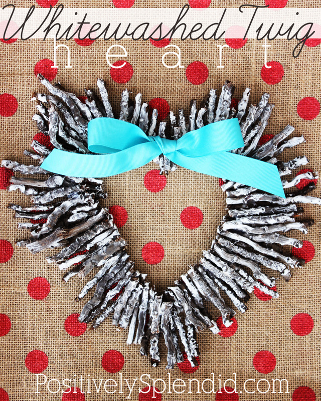 Whitewashed twig heart wreath - So pretty for Valentine's Day!