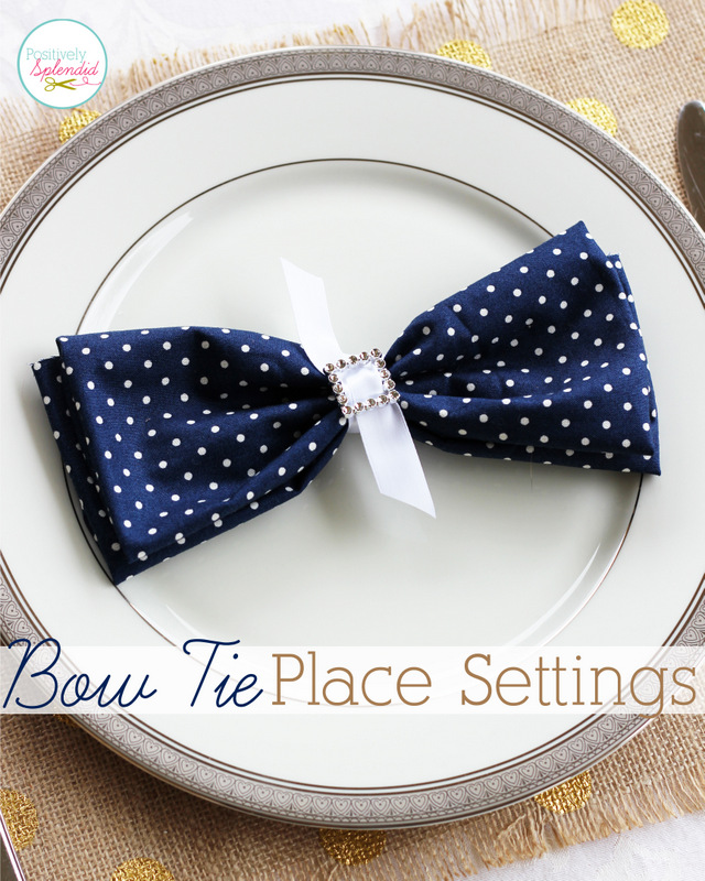 Bow tie place settings - Such an easy, pretty wedding idea!