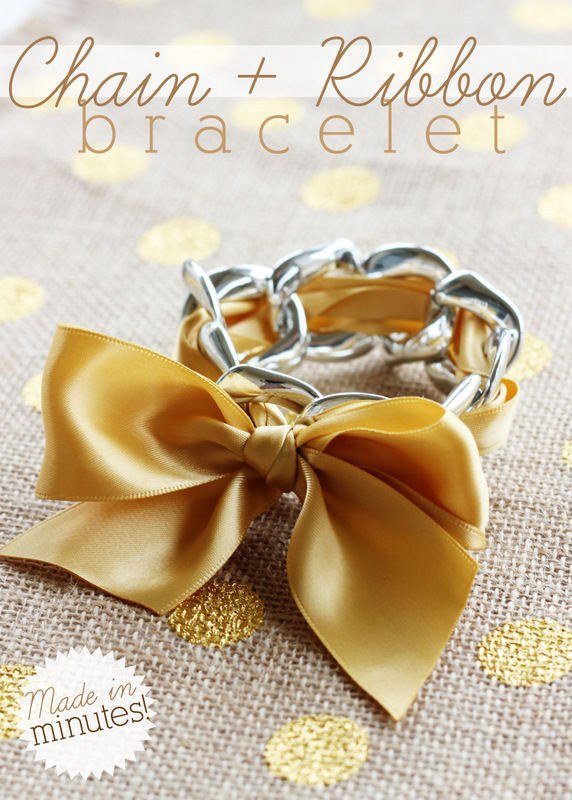 This chain link and ribbon bracelet is so pretty, and it can be made in 5 minutes or less!